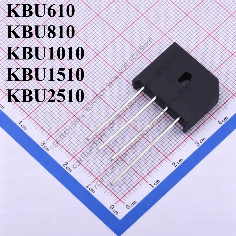 20PCS/Lot Original new  bridge stack KBU610 KBU810 KBU1010 KBU1510 KBU2510 1000V DIP-4 pin flat bridge rectifier