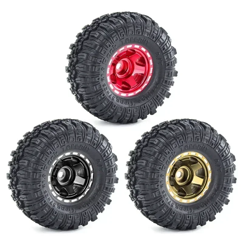 

4pcs 57mm 1.0" Metal Beadlock Wheel Tire Set For 1/18 1/24 RC Crawler Car TRX4M SCX24 AX24 FCX24 Upgrade Parts Accessories