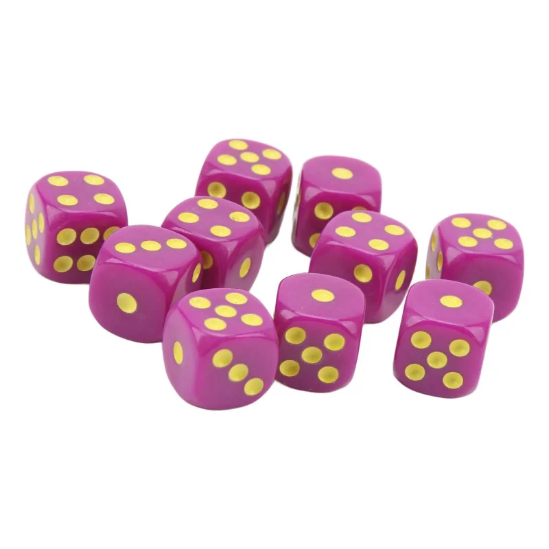 10Pcs/set Purple Dice Export Toy Set Accessories Dice Color Dice Purple Yellow Dots 1.6CM