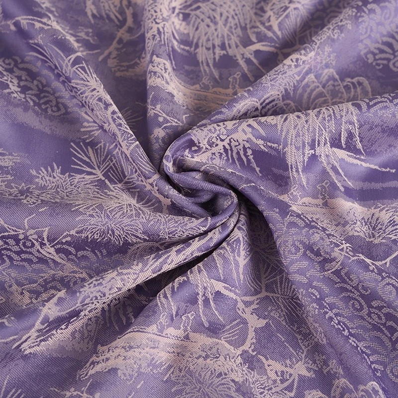 

Purple Willow Jacquard Acetate Like Fabric Chinese Style Qipao Dress Misty River Silky Breathable Clothing Designer Material