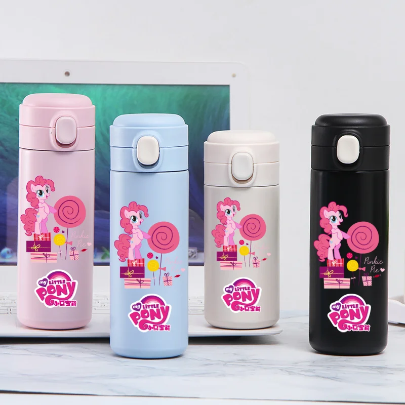 MINISO ใหม่ My Little Pony 420ML สแตนเลสสตีลฉนวนถ้วยขนาดใหญ่ความจุอะนิเมะขวดน้ํานักเรียนถ้วยดื่มของขวัญ