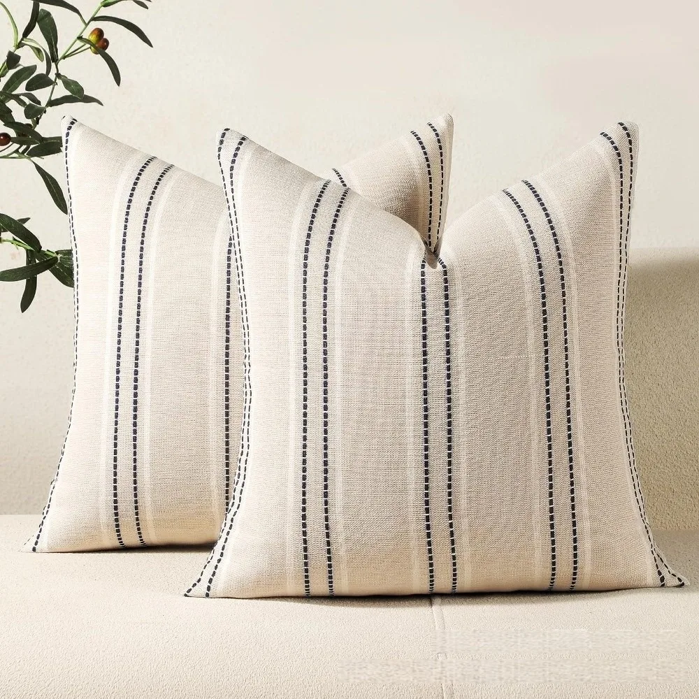 New Striped Pattern Cushion Covers Bohemian Square Throw Pillow Covers 18x18 12x20in Linen Decorative Pillowcase for Living Room