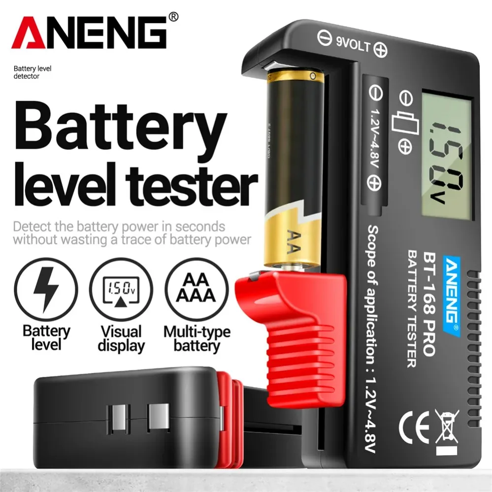 

Battery testers ANENG BT-168 PRO Capacity Checkered load analyzer Digital Battery Tester Universal 9V/AAA/ AA Button Cell Test