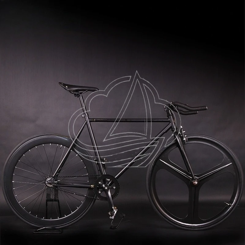 Adult Fixed Gear Bike, Magnesium Alloy 3-spoke Wheel, 700C Vintage Inverse Riding Bicycle