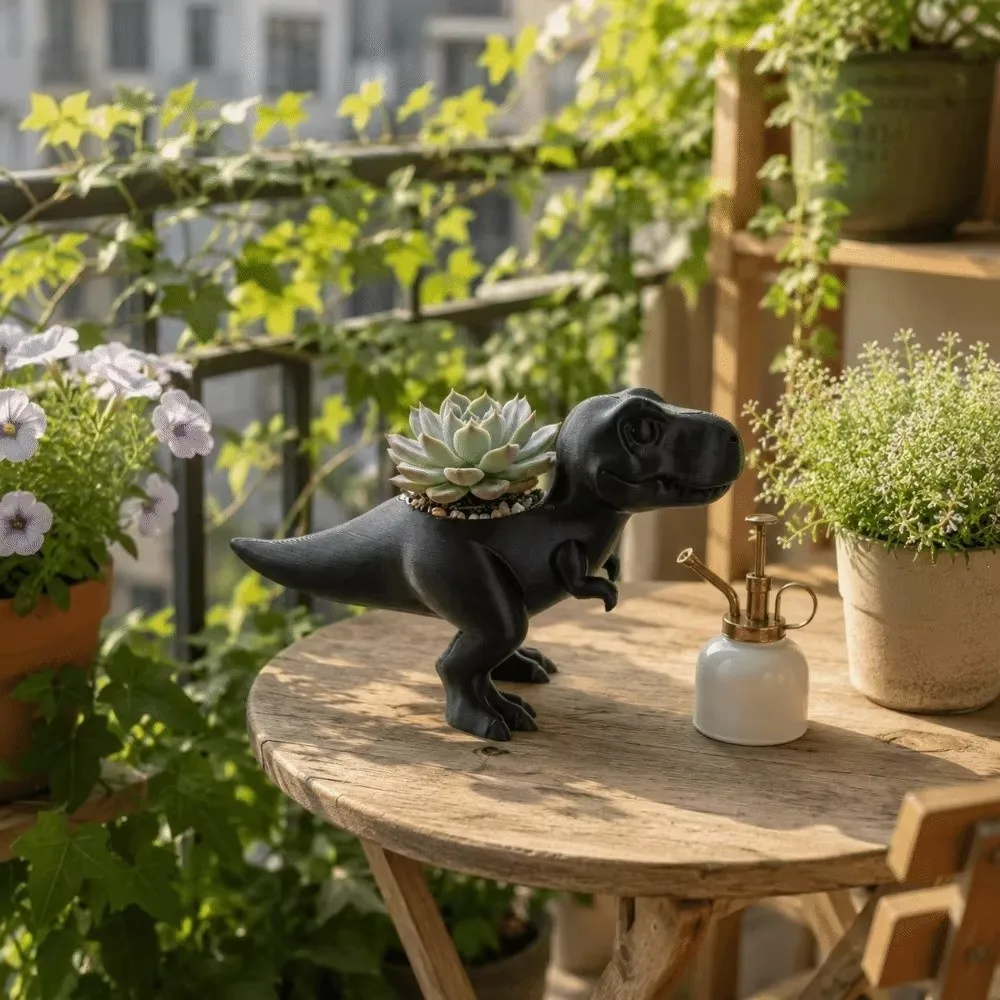 New Resin Dinosaur Flowerpot Small Multiple Color Options Succulent Flower Pot Planter Candy Storage Container Storage Function