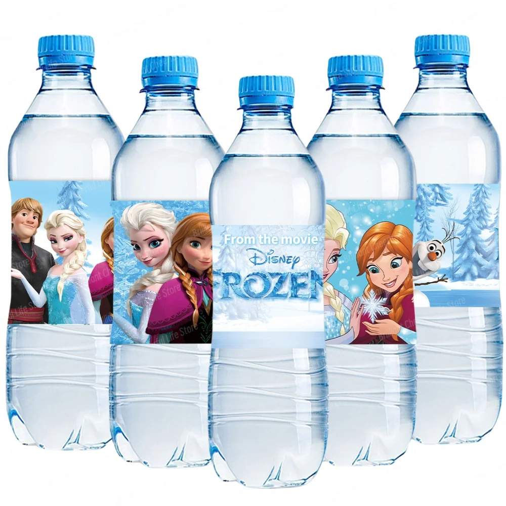 Disney Frozen Birthday Decoration Princess Elsa Anna Party Bottle Stickers Supplies Snow Queen Stickers Happy Party Baby Shower