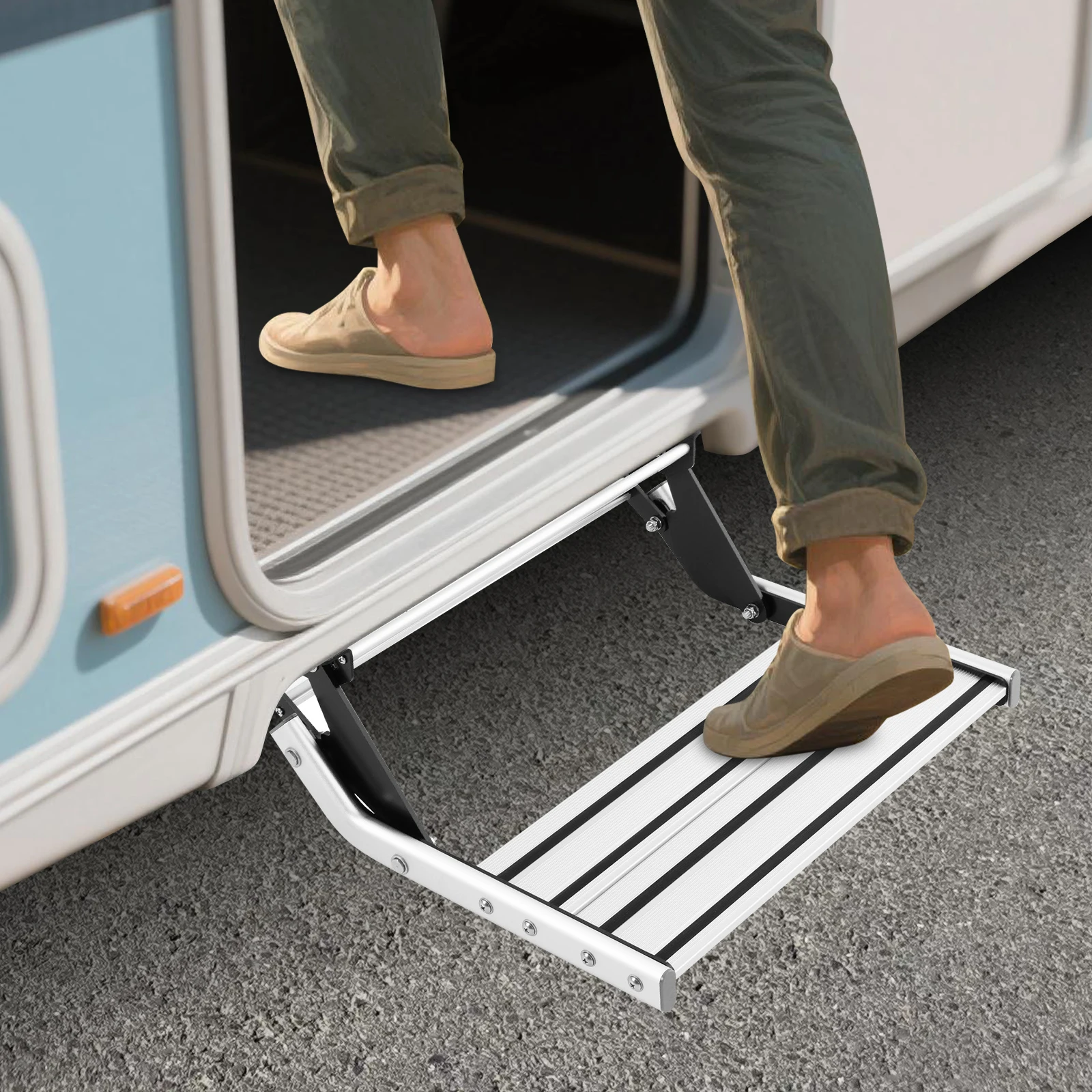 

Anti-Slip Wide Step Aluminum Folding Step Rv 21.25*17.91*5.9 in Entry Step for Rvs, Travel Trailers, Trucks, Etc
