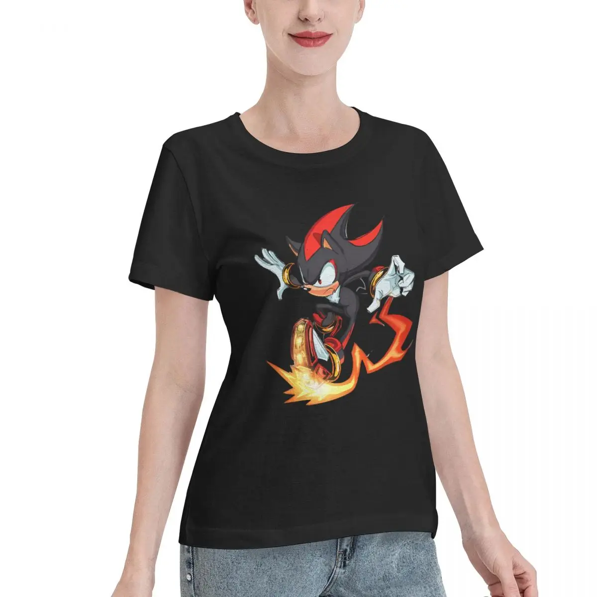 Multi Occasion Shadow The Hedgehog Fire Women's T-shirt Gym Affordable Ladies Tshirt