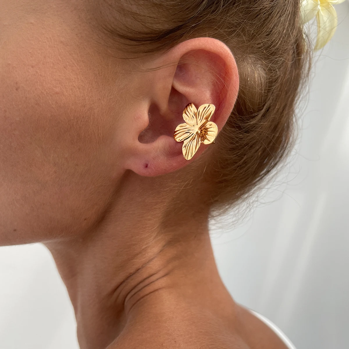 Ingemark 1PC Simple Metal Starfish Flower Ear Cuff for Women Non Piercing Fake Cartilage Moon Scallop Clip Earrings Jewelry Gift image 2