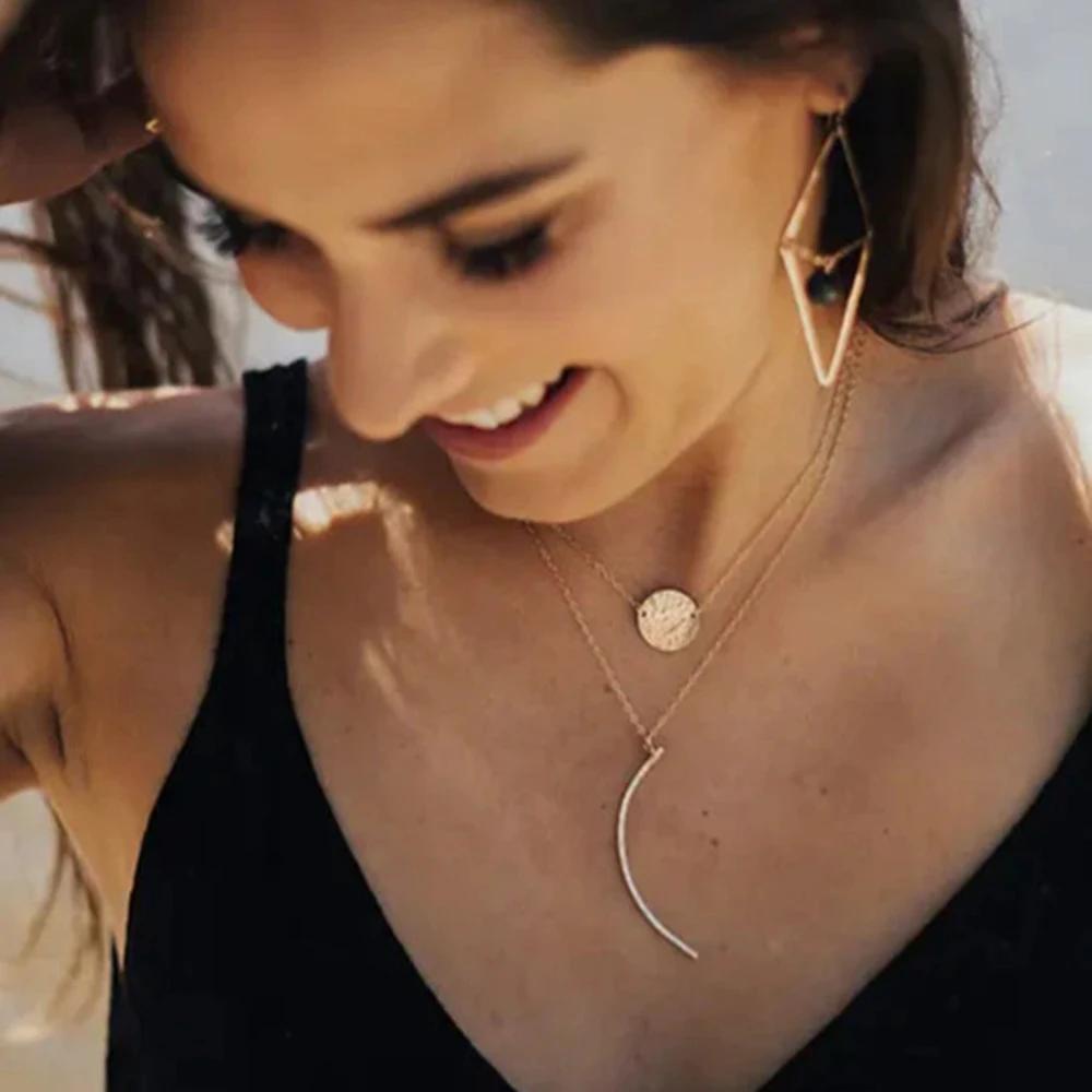 

Necklaces Moon Choker Necklaces for Women Boho Collars Handmade Hammered Pendant 14K Gold Filled Necklaces Jewellery Woman