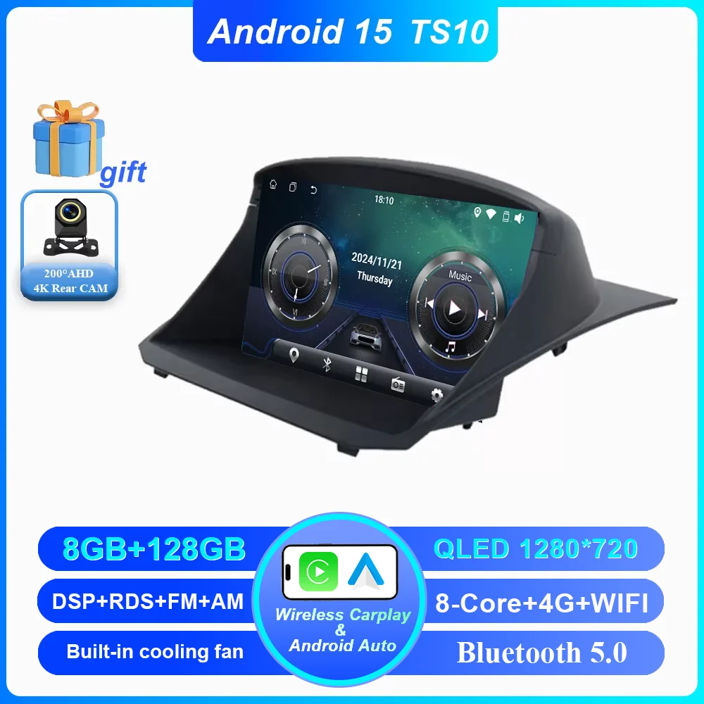 Android 15 Voor Ford Fiesta 2009-2018 Auto Multimedia Video Player GPS Navigatie Auto DVD Bluetooth Touchscreen GEEN 2DIN DVD 4G
