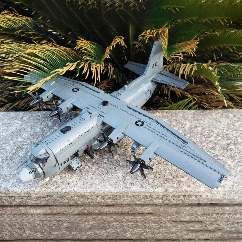 High-Tech MOC Brick 06023 AC130 Air Gunship Fighter Military Battlefield Series Tightly Assembled Toys Blocks Boy Christmas Gift