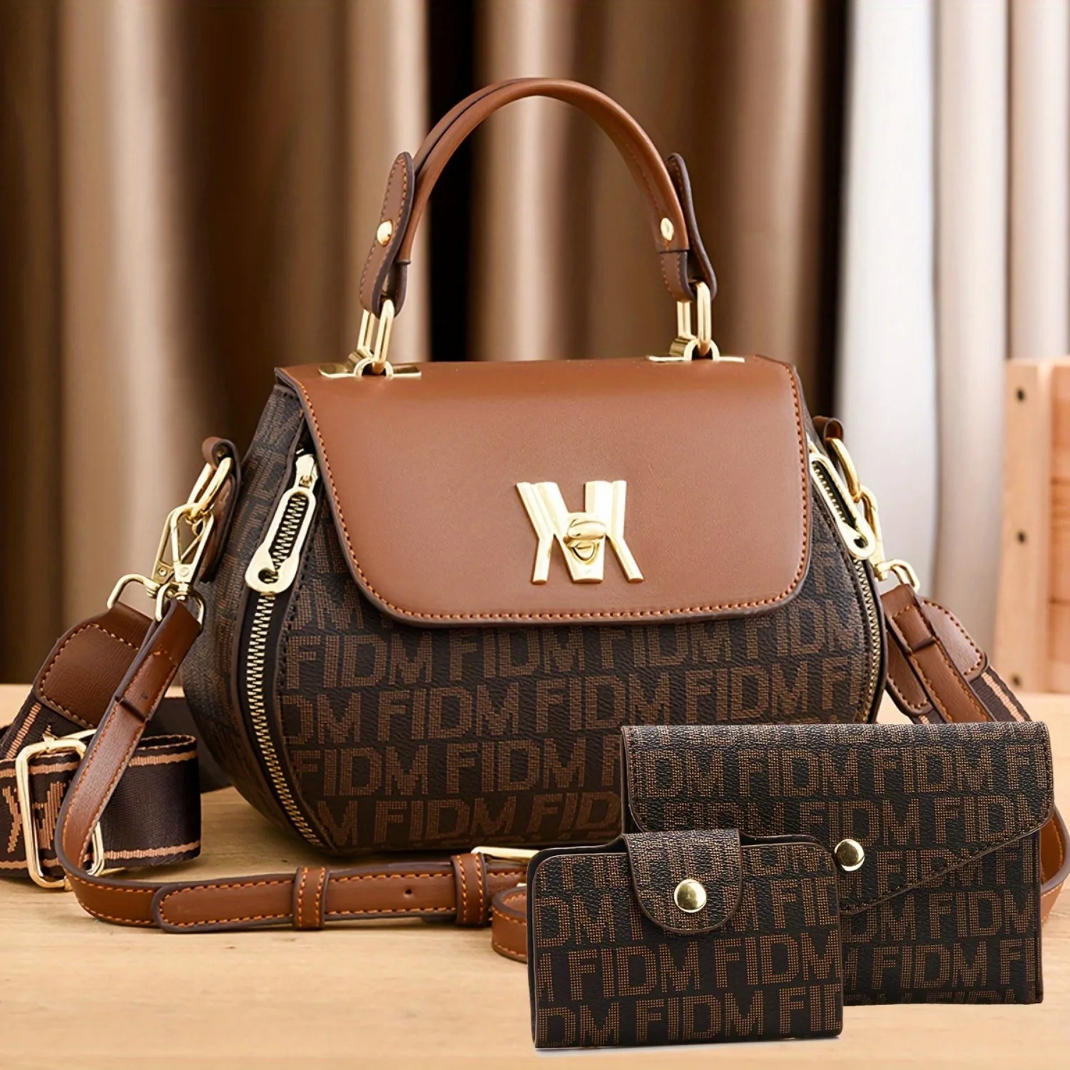 

3 piece women's stylish handbag, large capacity women's shoulder bag commuter bag with letter print, perfect for everyday use