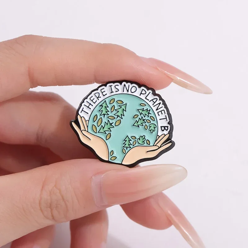 Protect Earth Environment Awareness Enamel Pins Green Healthy Plants Brooches Lapel Badge Cartoon Creative Clothes Jewelry Gift