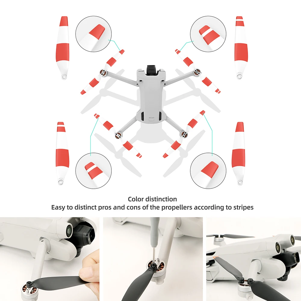저소음 드론 경량 날개 팬 예비 부품, 프로펠러 미니 3 프로 6030F, DJI 미니 3 프로 액세서리용 퀵 릴리스, 8 개