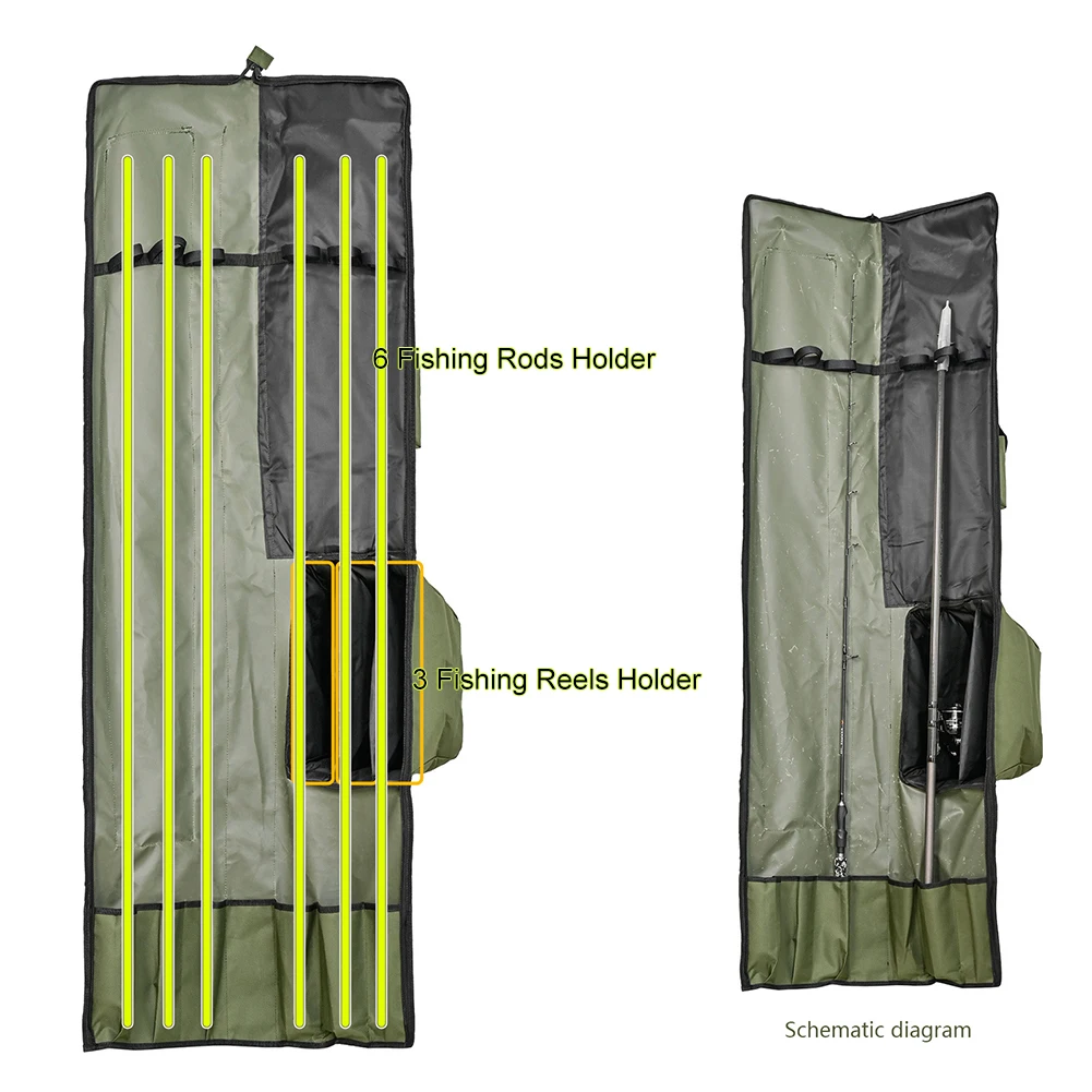 ポーチ釣竿バッグ-1000d-オックスフォード-50-40-12-センチメートル調節可能な持ち運びが簡単な釣具大容量高品質