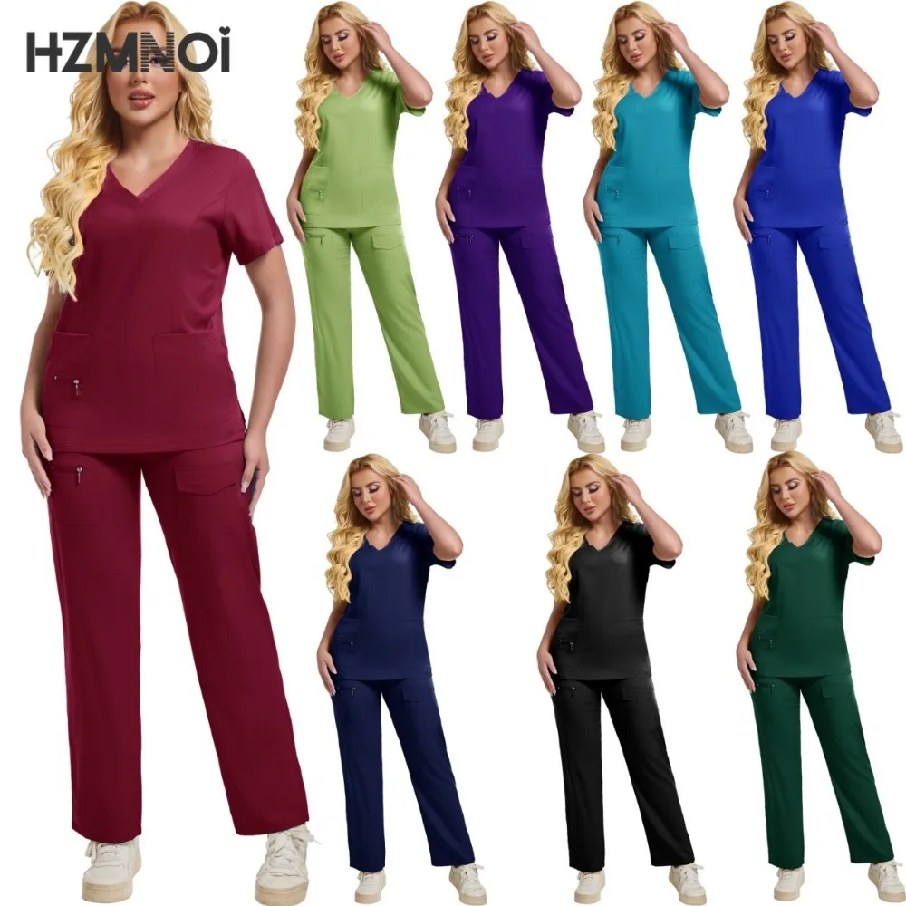 High Quality Medical Scrubs Uniform Nurse Accessories Pet Clinic Doctor Work Clothes Multicolor Anesthetist Uniforms Nurse Women