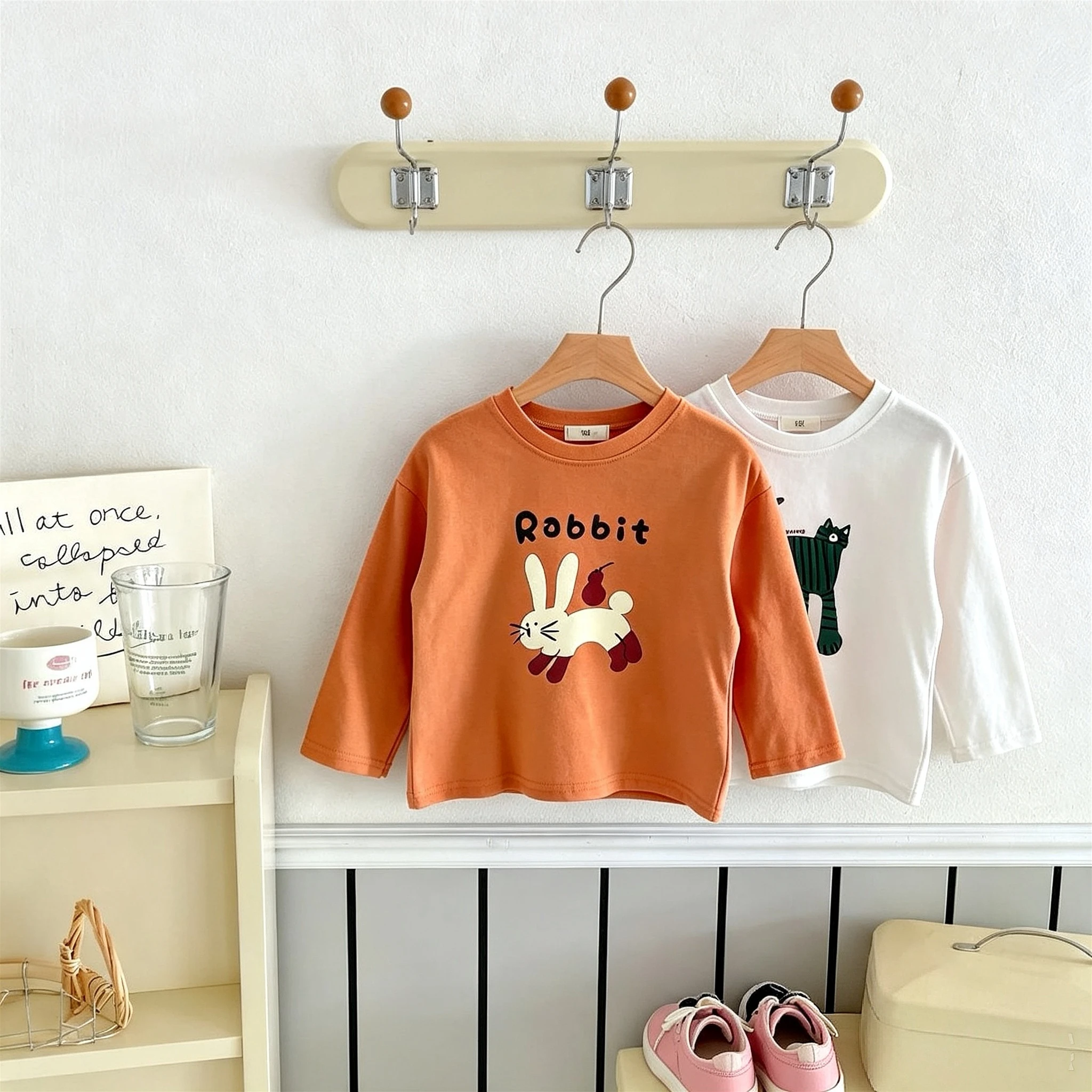 Children's Clothes Long Sleeve Tees Tops Spring Fall Simple Casual Bottoming Shirt Printed Fashion Korean Kids Crewneck Blouse