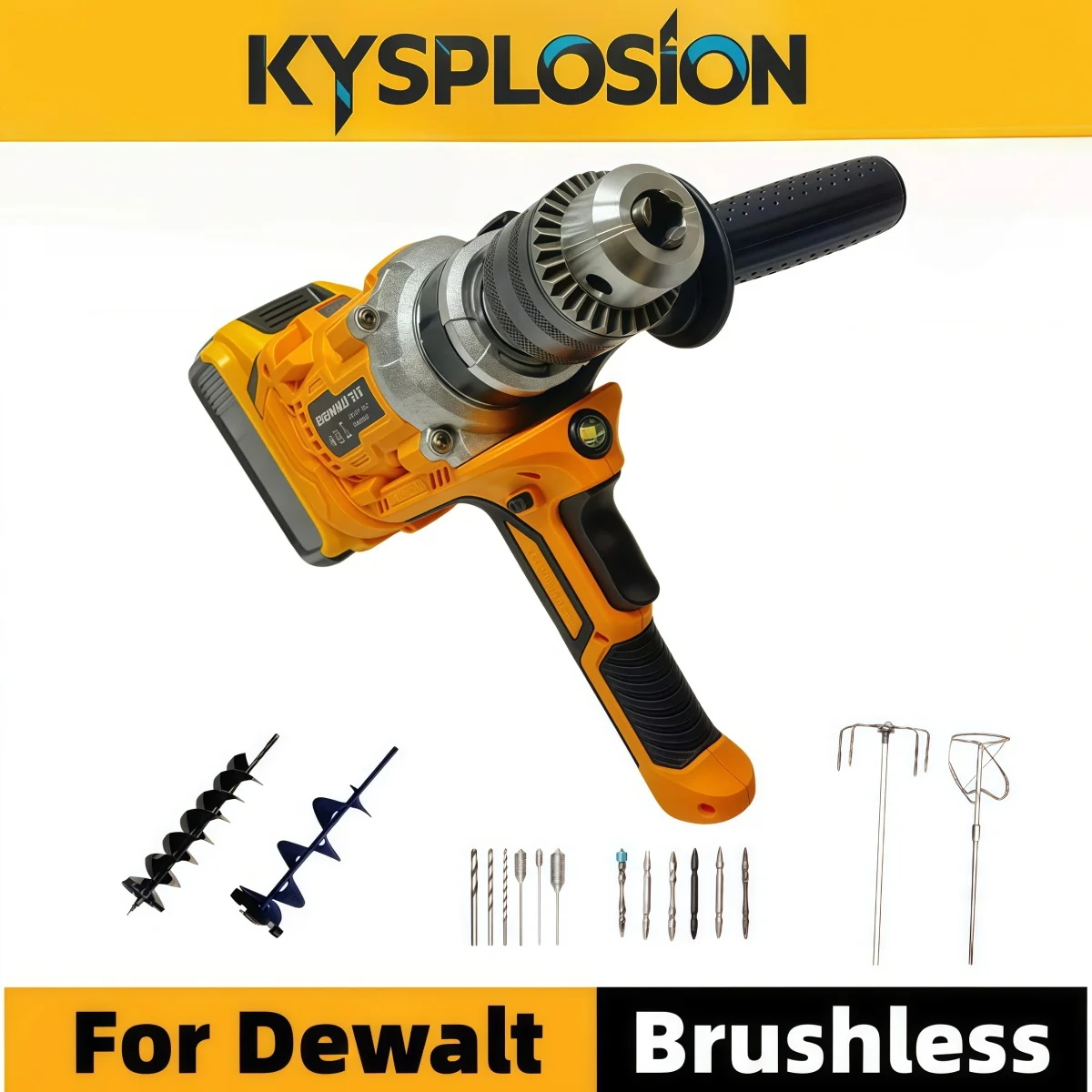 Brushless Cordless Handheld Cement Mixer Concrete Mixing Drill Mortar Plaster DIY Construction Tool Compatible with Dewalt 20V