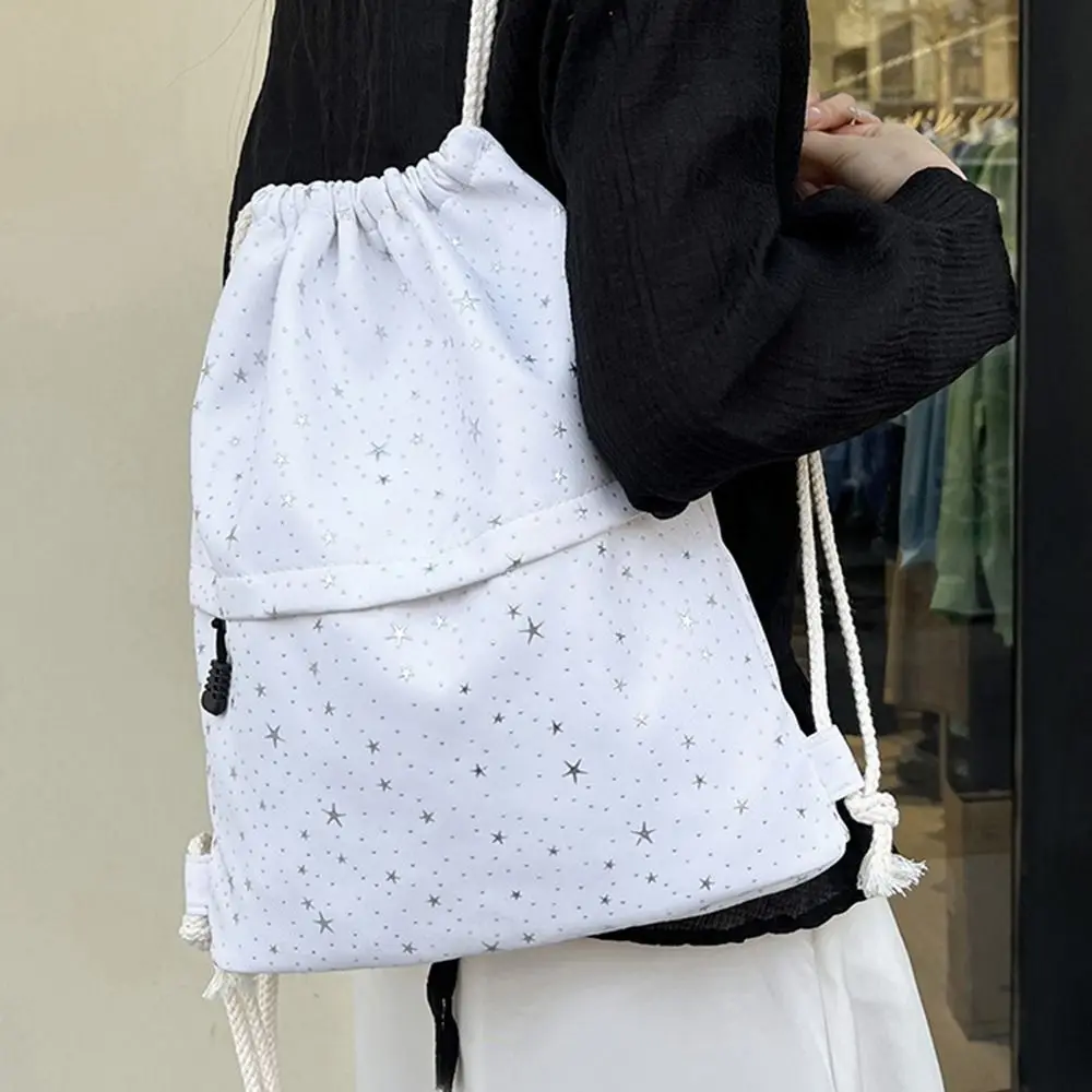 Fashionable Lightweight Drawstring Backpack Waterproof Wear-resistant Sport Gym Bag Star Pattern Drawstring Fitness Sack Outdoor