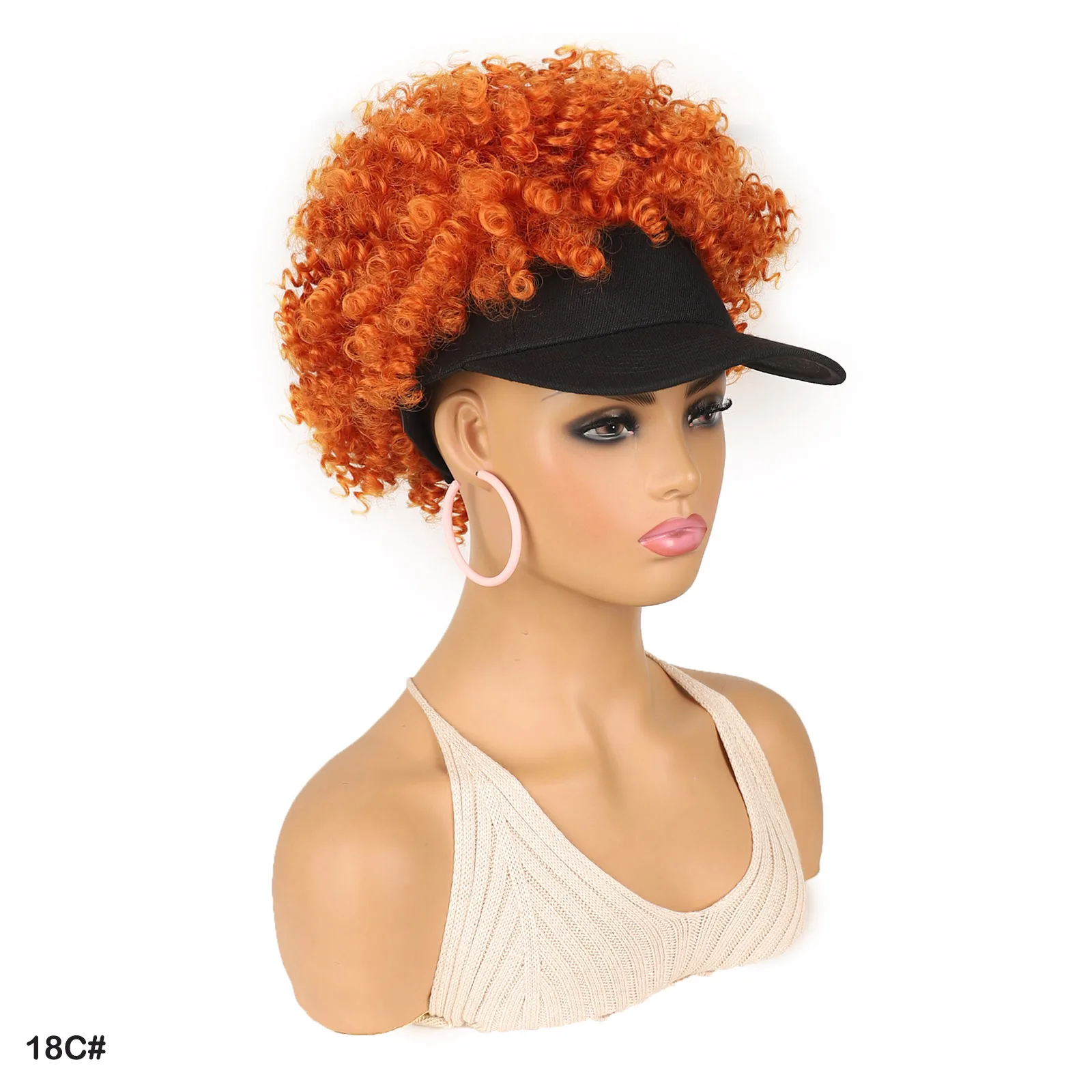 

Synthetic Wigs Baseball Cap Wig Curly Hair for Women Kinky Curly Short Hair Daily Use Natural Look Easy to Wear Stylish