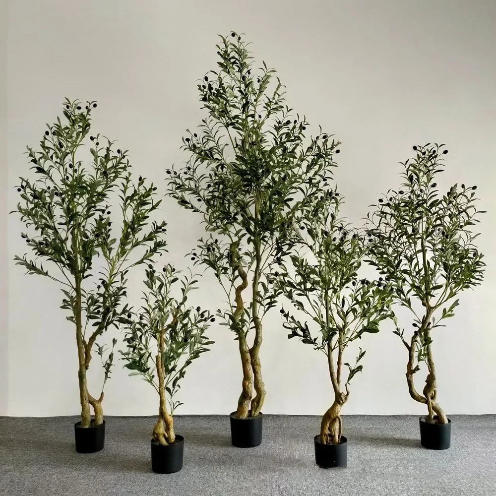 Large Olive Tree Artificial Plant Fake Olive Tree with Pot 60-240cm Tropical Silk Tree for Home Office Shop Party Decoration