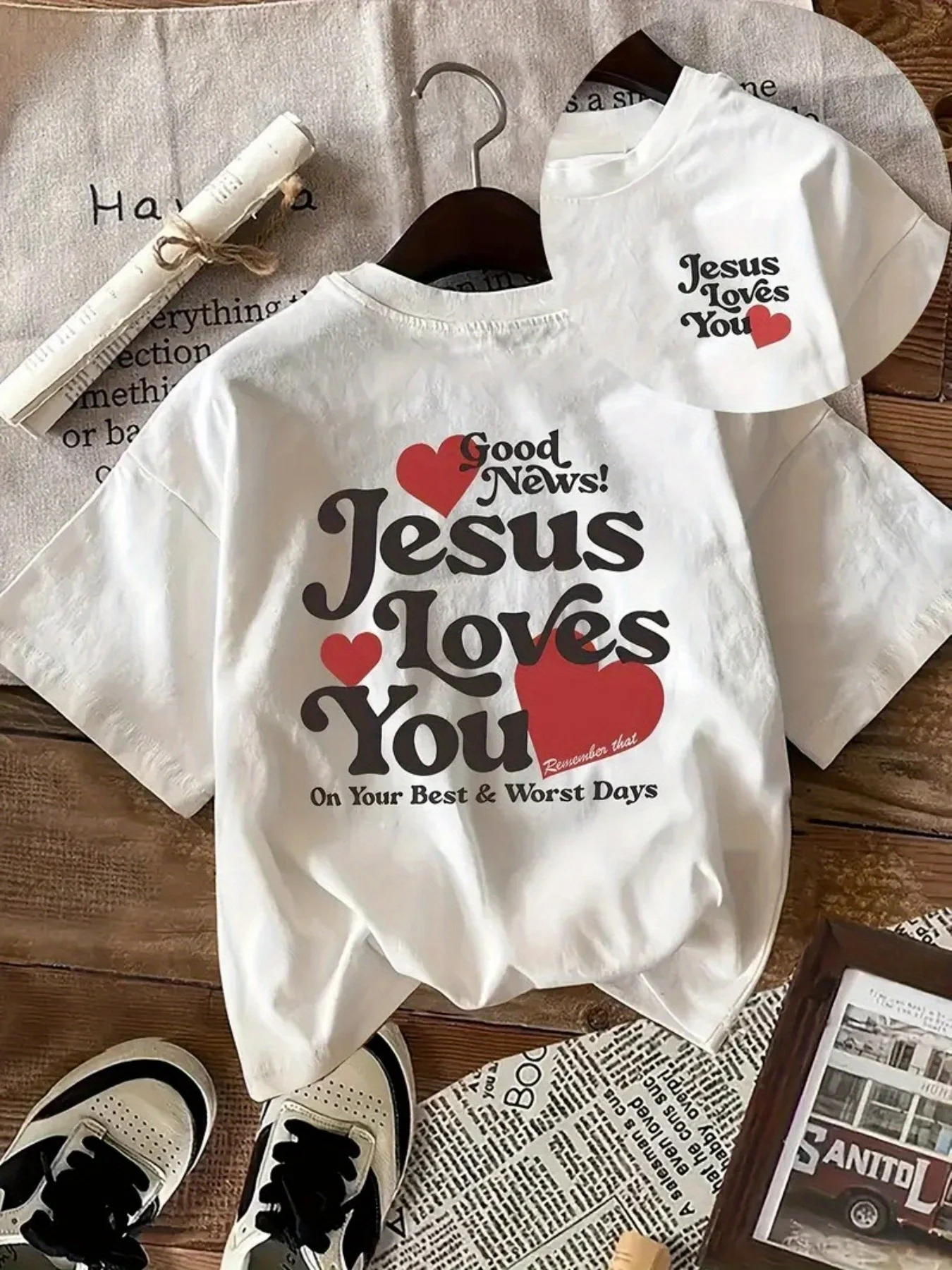 Women's Two-Sided Inspirational Letter Print T-Shirt 
