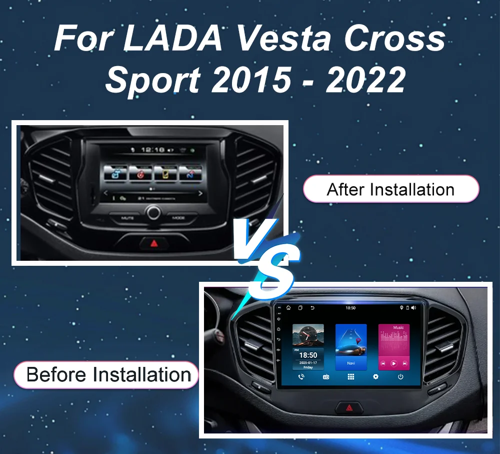 Android 15 Radio Stereo For LADA Vesta Cross Sport 2015 - 2022 Car Multimedia Video Player GPS Navigation Head Unit 4G+Wifi DSP