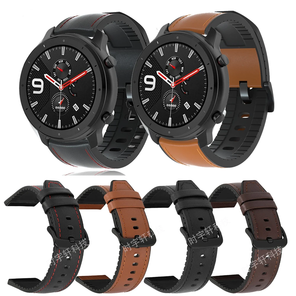 Sport Strap For Amazfit GTR 42mm 47mm Silicone Leather 22mm 20mm Bracelet For Amazfit GTR 2 2E/Stratos 2S 3 Smart Watch Men Band