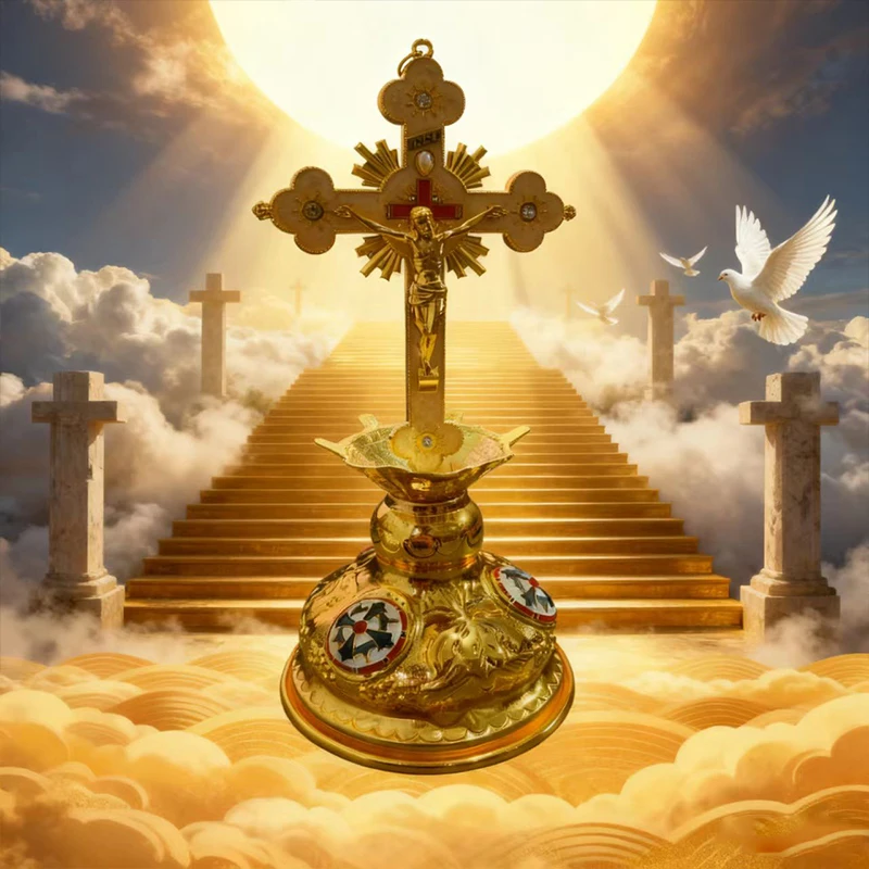 New2026 Orthodox Church Cross Jesus Cruxifix For Church Prayer Jesus Crucifix Cross with base Home Altar Supplies Orthodox Cross