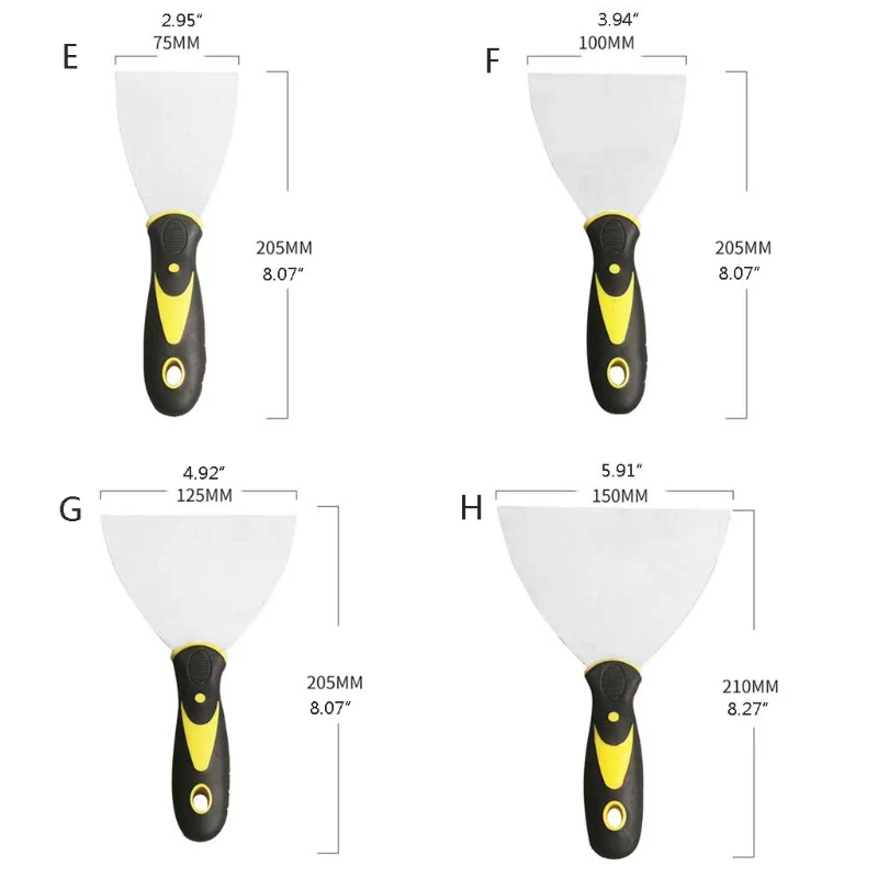 Raspador de pala de masilla de cuchillo de acero inoxidable con mango de plástico, herramienta de raspado para papel tapiz de paneles de yeso