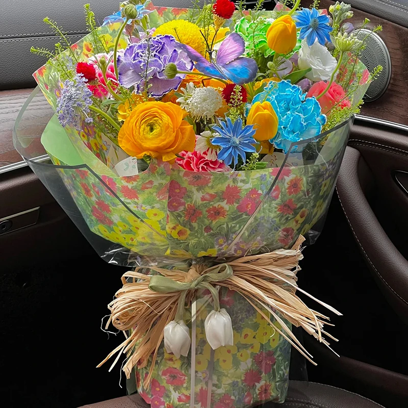 10 Uds. Envoltura Floral 50x70cm hojas grandes decoración de regalo ramos papel de regalo LabarYY33 ud