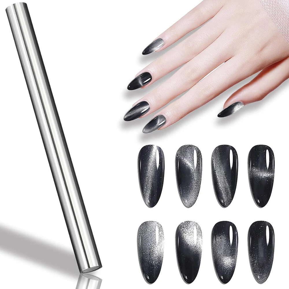 Magnes do zdobienia paznokci efektem kociego oka, cylindryczny magnes, szklane koraliki optyczne do paznokci, do żelu UV, do manicure, narzędzia do projektowania zdobień paznokci. — zdjęcie 7