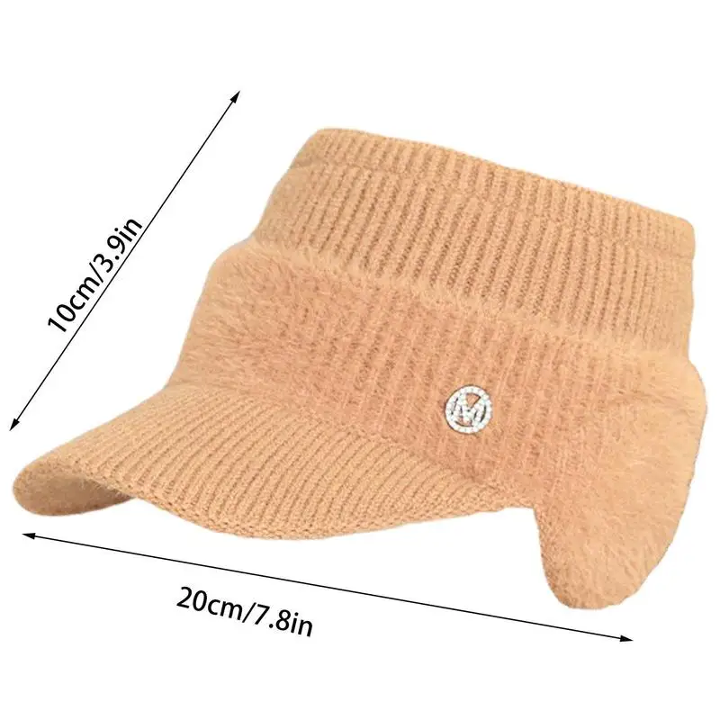 Women's Beanie Tail Knit Hat Winter Brim Beanie Hats For Women Slouchy Beanie With Visor Warm Newsboy Skull Winter Warm Hats