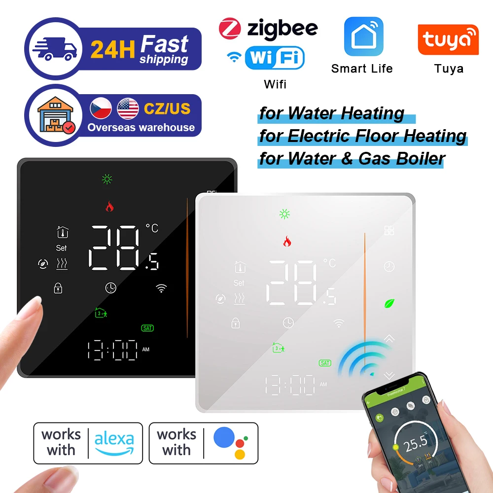 Tuya ZigBee/WiFi Smart Life Thermostat Electric Floor Heating Water/Gas Boiler Temperature Controller with Alexa Google Home