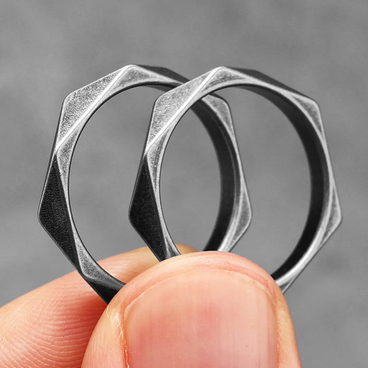 Rhombic Geometric Cut Men Rings Stainless Steel Retro Punk Rock Minimalism Women Jewelry Fashion Accessories Gift Wholesale