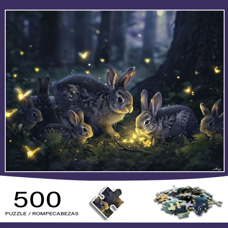 500 шт. мини-коробка-головоломка для взрослых с семейным дизайном кролика — устойчивая к царапинам, высокий уровень сложность для выращивания, домашних развлечений