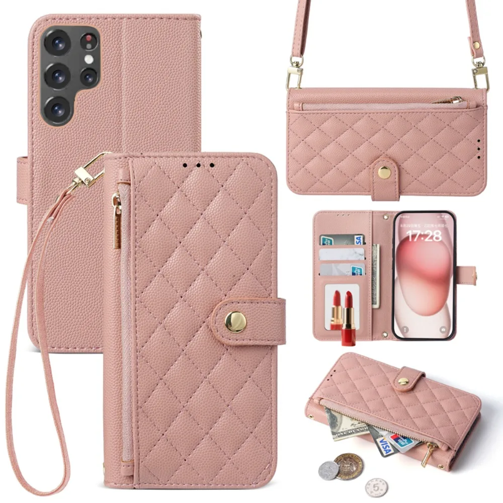 Luxury Fashion Chain Wallet Phone Case for Samsung S26 S25 S