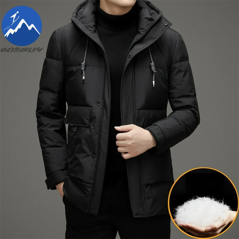 

Maxbarley Mens Down Jacket Premium Hooded Outdoor Working Thickened Warm Puffer Jacket Fashion Travel Lightweight Winter Coat
