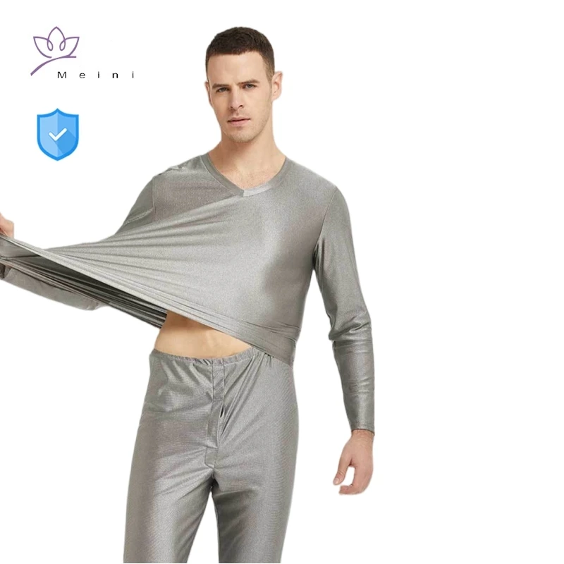 Real electromagnetic radiation protective 100% silver fiber knitted fabric long underwear EMC laboratory EMR shielding underwear