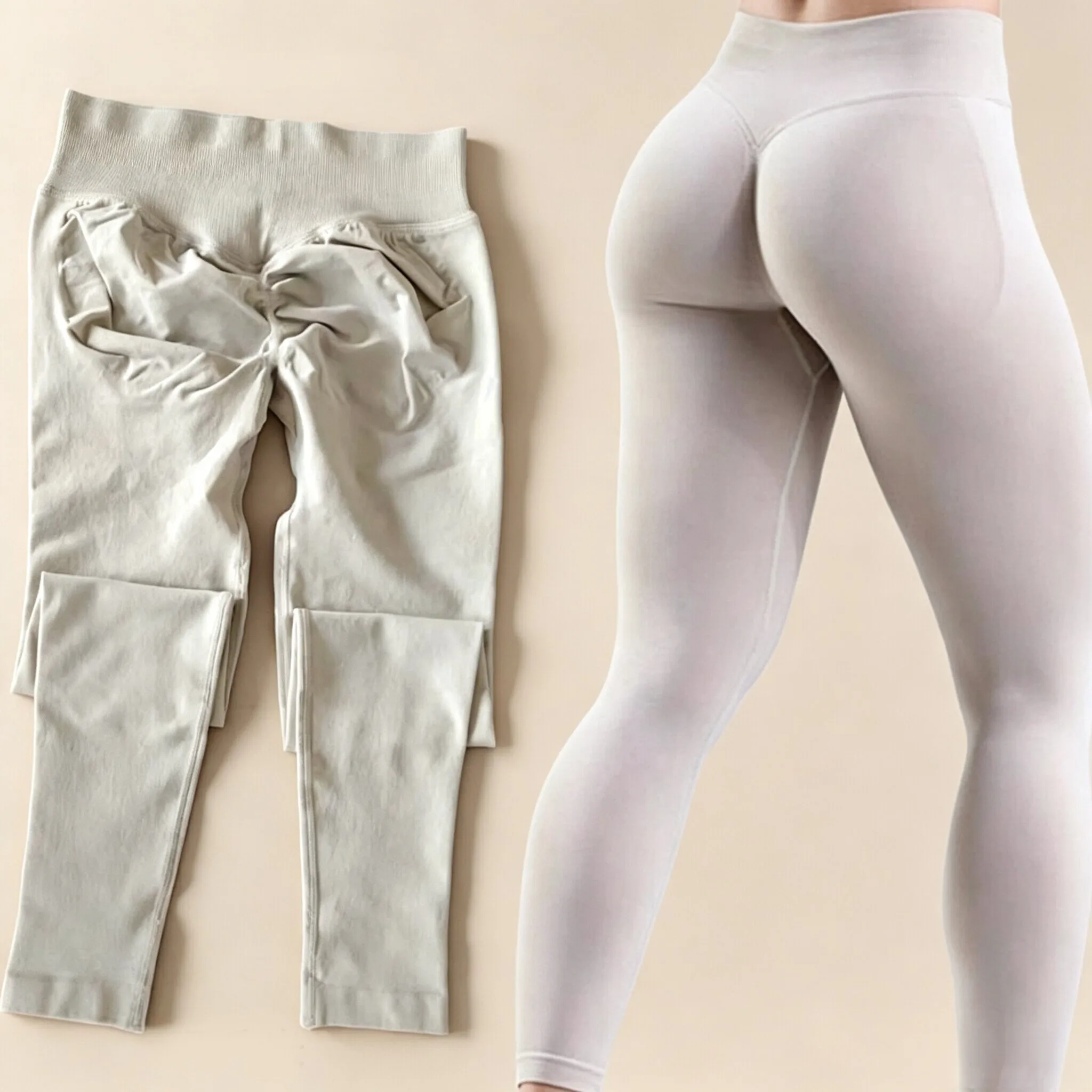 Dneyf 1D-3Y-2F Nahtlose Yoga-Leggings mit Po-Lifting-Effekt für Damen, hohe Taille, hohe Dehnbarkeit, schnelltrocknend, ideal zum Training, Laufen, für das Fitnessstudio und als lange Sporthose. – Detail 20