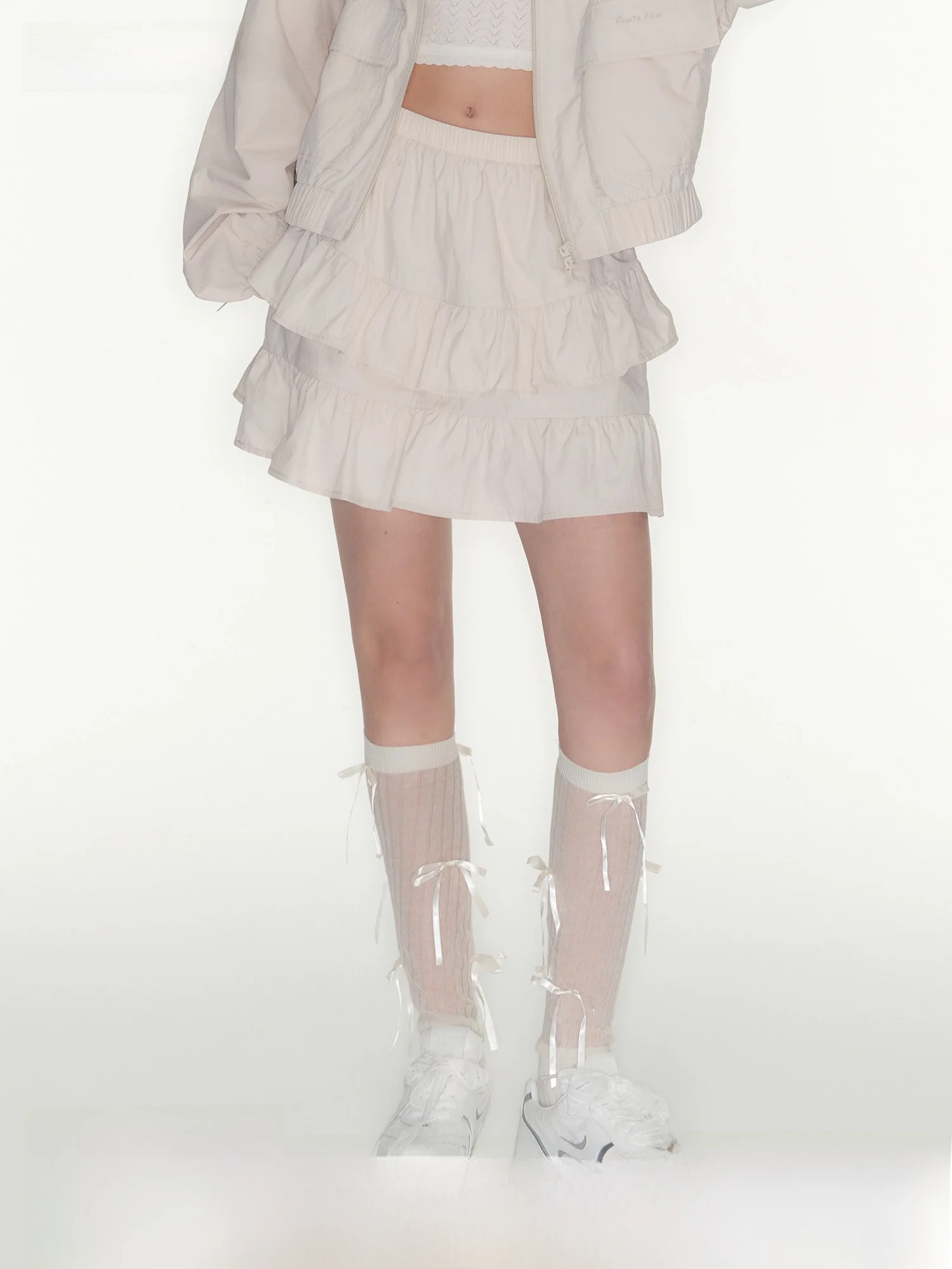 Guukahero Ballet Style Half-length Skirt with Lace Trim Elastic Waist Princess Sweet Style Urban Commute Casual Short Skirt