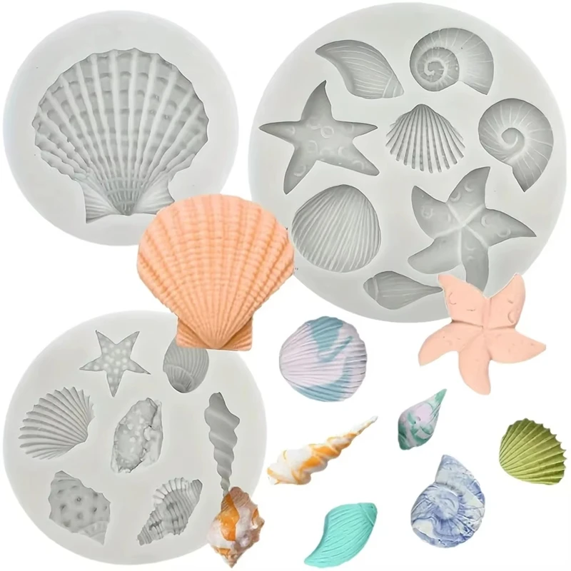 Shell Starfish Conch Silicone Molds Handmade Diy Chocolate Fondant Cake Decoration Making Mould Clay Resin Art Mould  ﻿