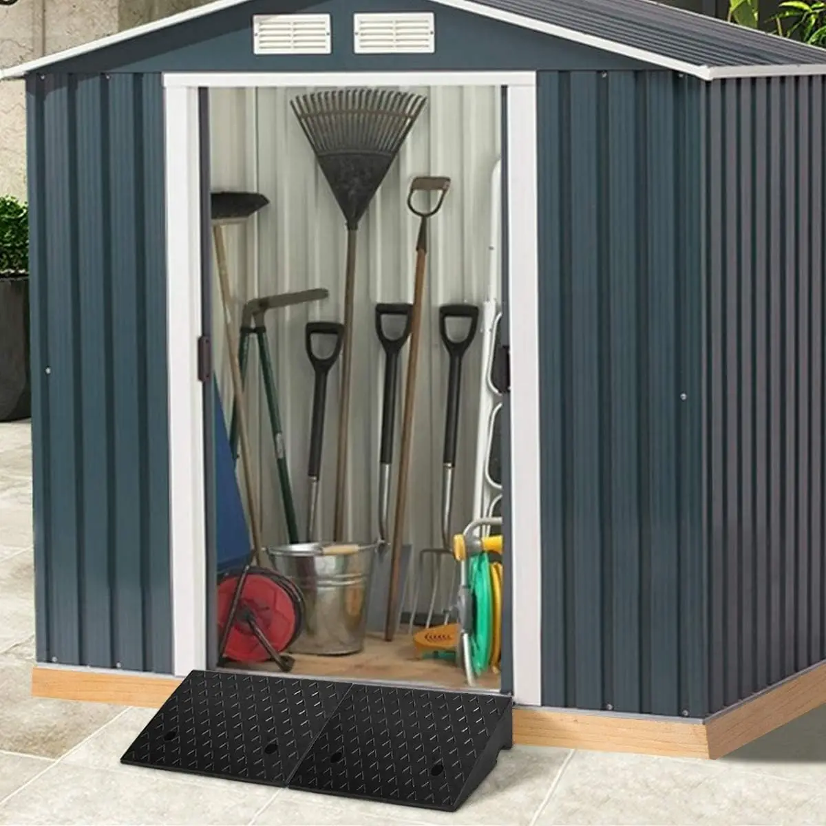 2-Piece Heavy Duty Rubber Car Curb Ramps, Portable Loading Ramp Set for Driveway & Sidewalk (5" Rise)