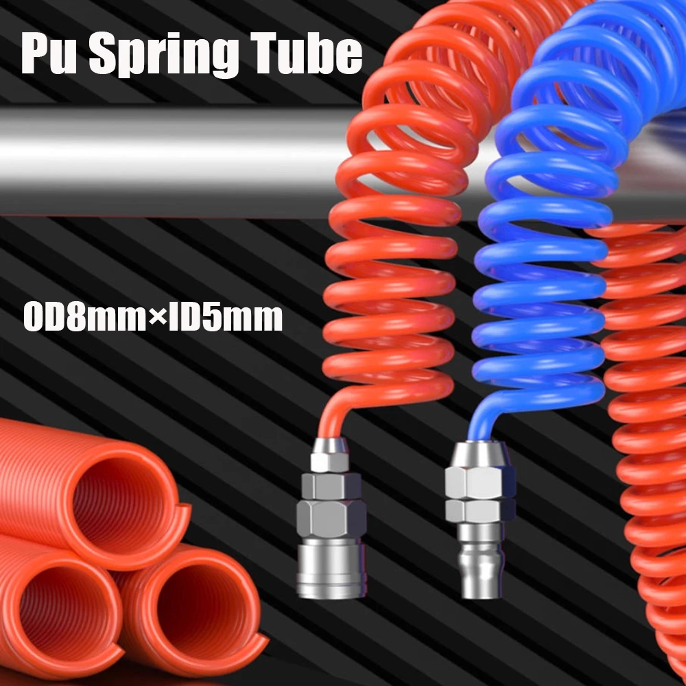 

PU Spring Tube Pneumatic Hose air Compressor Air Pump Spiral Tube With Joint High-Pressure Telescopic Air Pipe 8mm