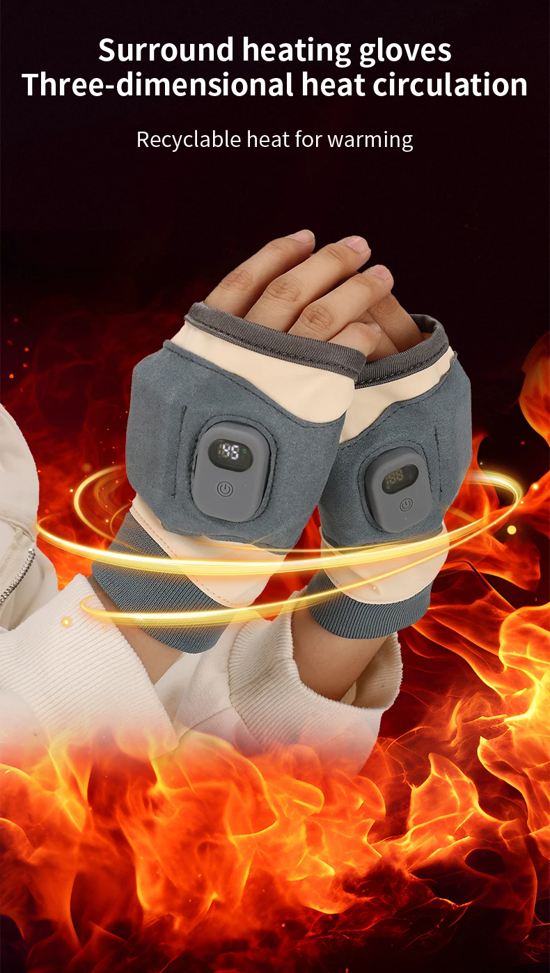 

Умные перезаряжаемые перчатки с электрическим подогревом на 360° ° Перчатки с подогревом и подогревом, ветрозащитные, с сенсорным экраном, для дома, для пешего туризма, езды на велосипеде