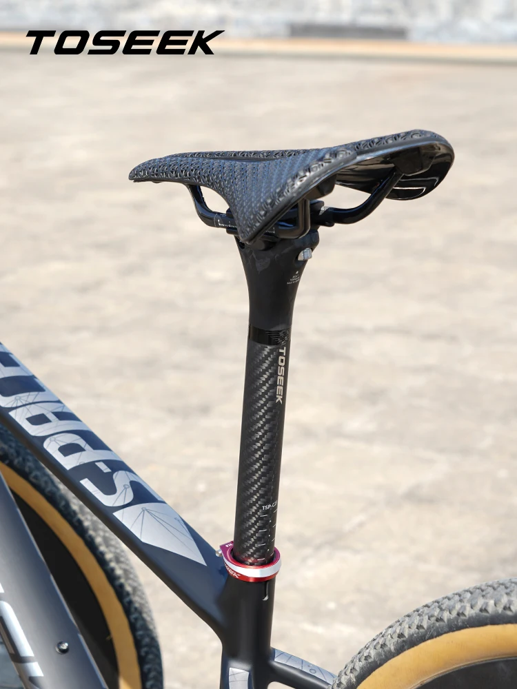 TOSEEK 0mm Offset Carbon-Sattelstütze 27,2/31,6MM MTB Mountainbike Rennrad Sattelstütze Leichtgewichtige Fahrrad-Sattelstütze Fahrradteile