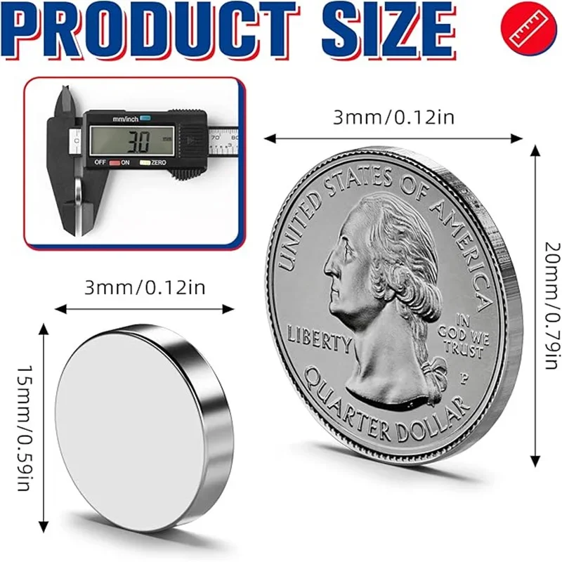 15x3mm-Small Neodymium Magnets, Small Round Rare Earth Magnets Neodymium Disc Fridge Magnets for Crafts, Whiteboard