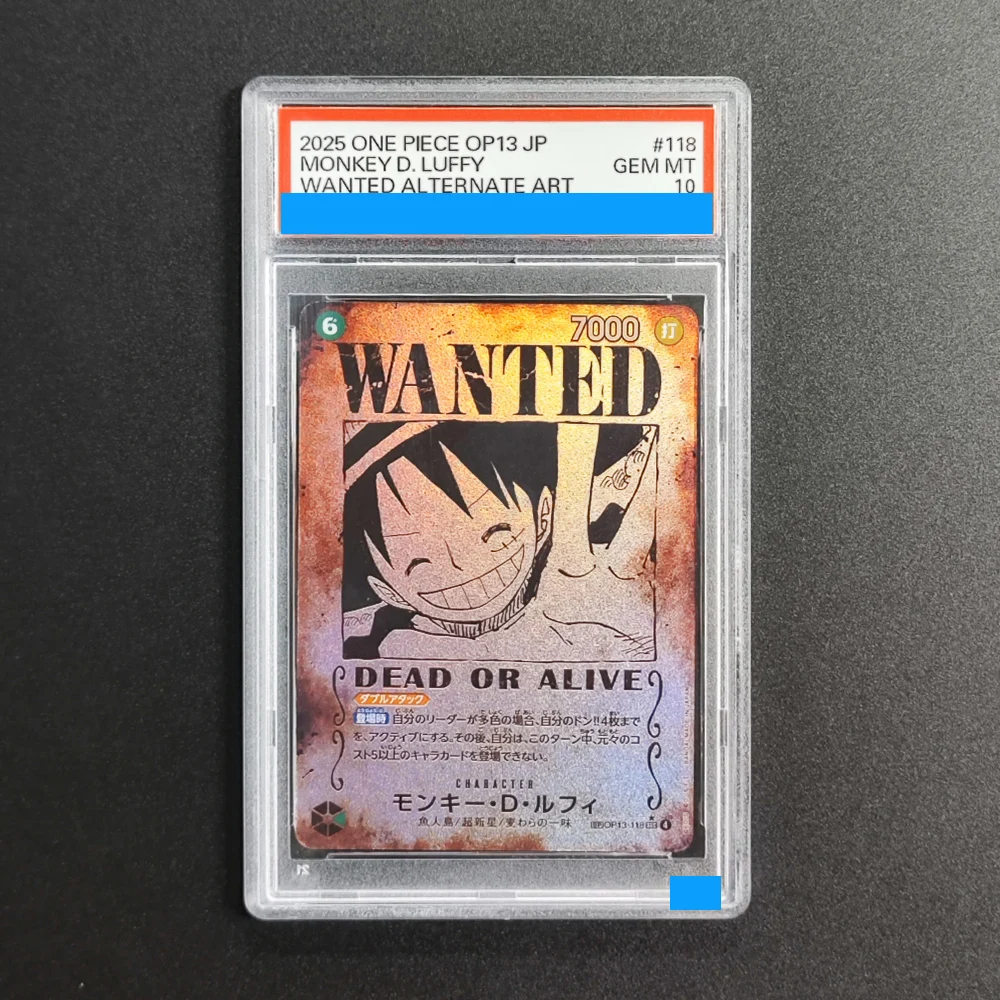 

Proxy DIY 2025 ONE PIECE OP13 JP MONKEY D. LUFFY WANTED ALTERNATE ART 118 Rating Card 10 Mt 10 Card Labels Gift Collection Card