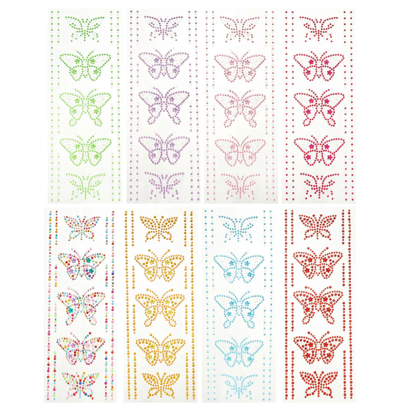 

8 Sets Butterfly Rhinestone Stickers Adhesive Acrylic DIY Jewelry Butterflies Crystal for